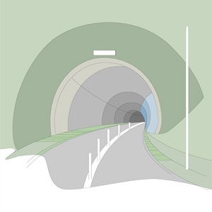 漏えい同軸ケーブル（LCX）利用例：トンネル